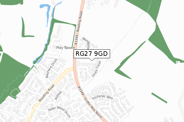 RG27 9GD map - large scale - OS Open Zoomstack (Ordnance Survey)