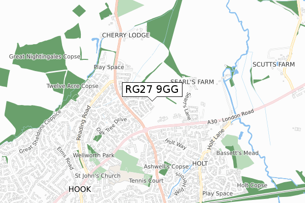 RG27 9GG map - small scale - OS Open Zoomstack (Ordnance Survey)