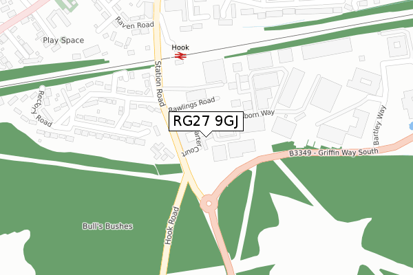 RG27 9GJ map - large scale - OS Open Zoomstack (Ordnance Survey)