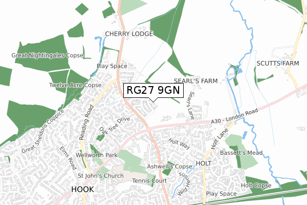 RG27 9GN map - small scale - OS Open Zoomstack (Ordnance Survey)