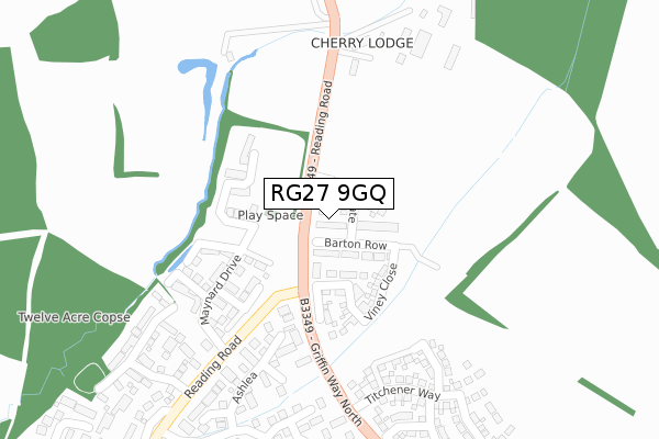 RG27 9GQ map - large scale - OS Open Zoomstack (Ordnance Survey)