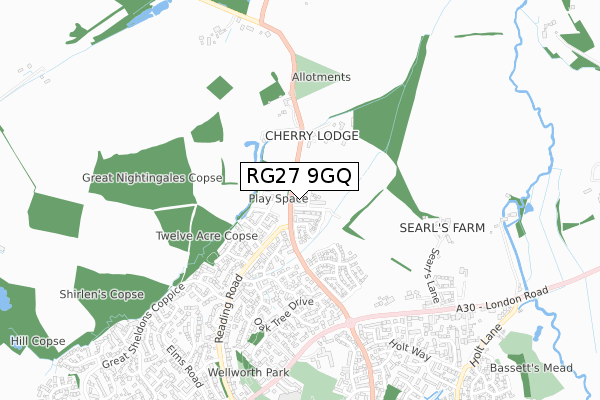 RG27 9GQ map - small scale - OS Open Zoomstack (Ordnance Survey)