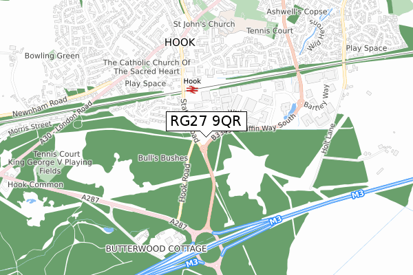 RG27 9QR map - small scale - OS Open Zoomstack (Ordnance Survey) RG27 9QR map - small scale - OS Open Zoomstack (Ordnance Survey)