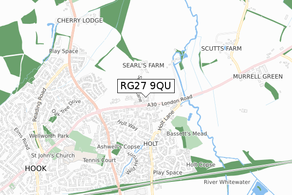 RG27 9QU map - small scale - OS Open Zoomstack (Ordnance Survey) RG27 9QU map - small scale - OS Open Zoomstack (Ordnance Survey)