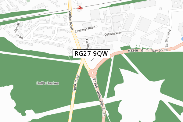 RG27 9QW map - large scale - OS Open Zoomstack (Ordnance Survey)