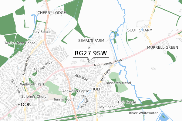 RG27 9SW map - small scale - OS Open Zoomstack (Ordnance Survey)