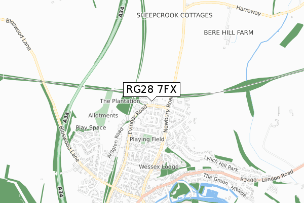 RG28 7FX map - small scale - OS Open Zoomstack (Ordnance Survey)