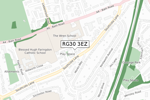 RG30 3EZ map - large scale - OS Open Zoomstack (Ordnance Survey)