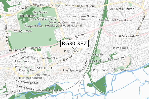 RG30 3EZ map - small scale - OS Open Zoomstack (Ordnance Survey)