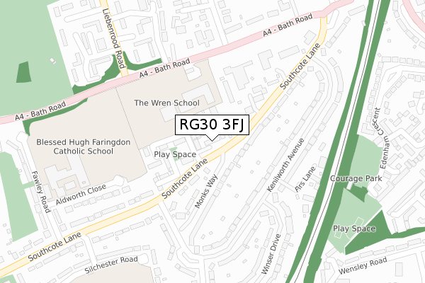 RG30 3FJ map - large scale - OS Open Zoomstack (Ordnance Survey)