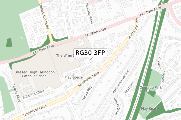 RG30 3FP map - large scale - OS Open Zoomstack (Ordnance Survey)