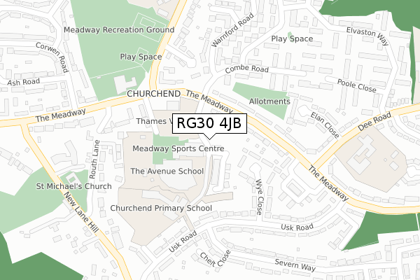 RG30 4JB map - large scale - OS Open Zoomstack (Ordnance Survey)