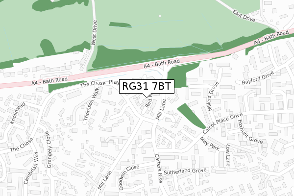 RG31 7BT map - large scale - OS Open Zoomstack (Ordnance Survey)