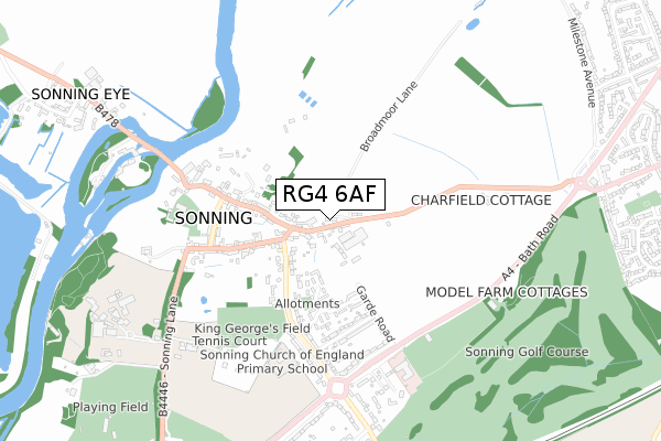 RG4 6AF map - small scale - OS Open Zoomstack (Ordnance Survey)