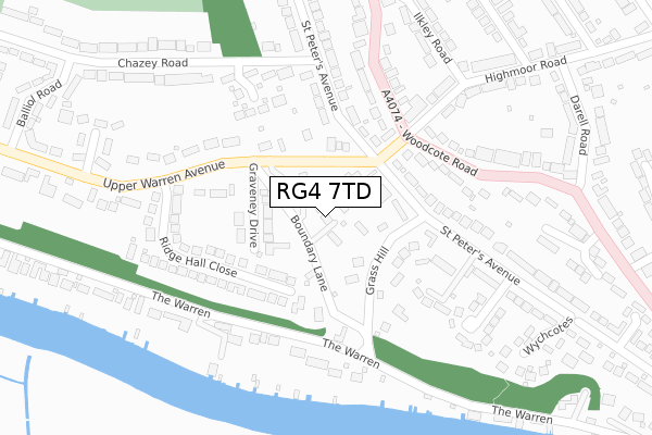 RG4 7TD map - large scale - OS Open Zoomstack (Ordnance Survey)