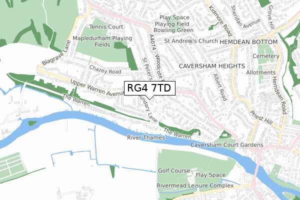 RG4 7TD map - small scale - OS Open Zoomstack (Ordnance Survey)