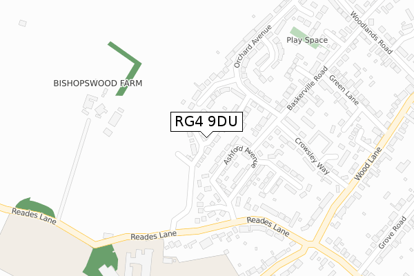 RG4 9DU map - large scale - OS Open Zoomstack (Ordnance Survey)