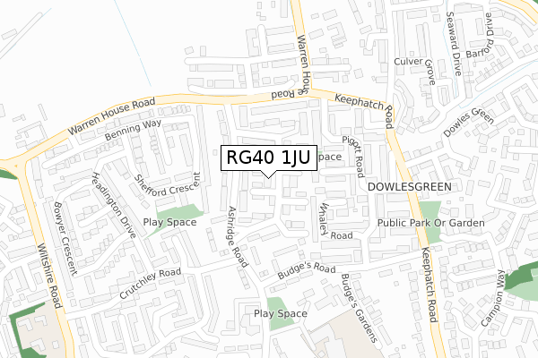 RG40 1JU map - large scale - OS Open Zoomstack (Ordnance Survey)