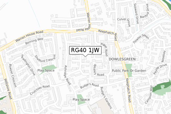 RG40 1JW map - large scale - OS Open Zoomstack (Ordnance Survey)