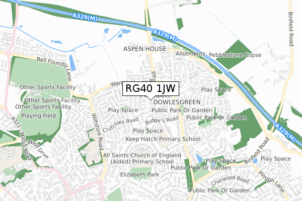 RG40 1JW map - small scale - OS Open Zoomstack (Ordnance Survey)