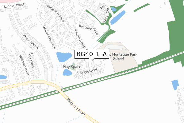 RG40 1LA map - large scale - OS Open Zoomstack (Ordnance Survey)