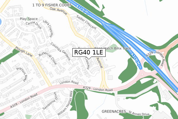 RG40 1LE map - large scale - OS Open Zoomstack (Ordnance Survey)