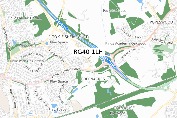 RG40 1LH map - small scale - OS Open Zoomstack (Ordnance Survey)