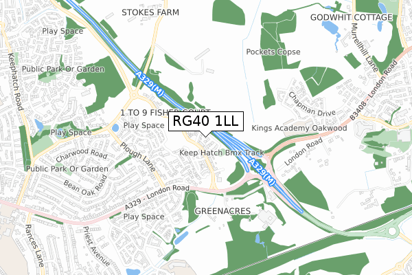 RG40 1LL map - small scale - OS Open Zoomstack (Ordnance Survey)