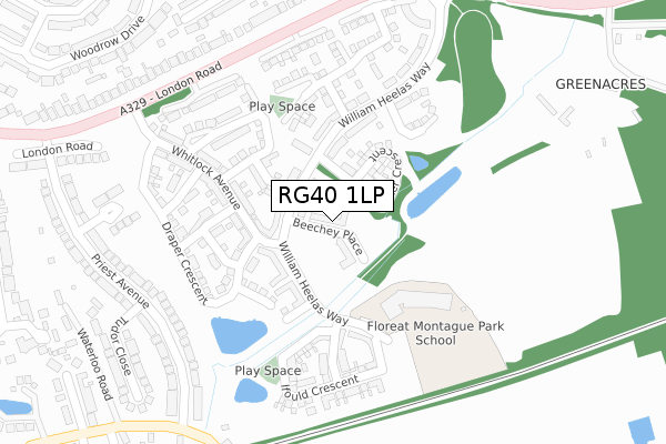 RG40 1LP map - large scale - OS Open Zoomstack (Ordnance Survey)