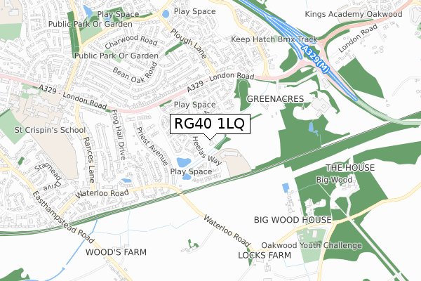 RG40 1LQ map - small scale - OS Open Zoomstack (Ordnance Survey) RG40 1LQ map - small scale - OS Open Zoomstack (Ordnance Survey)