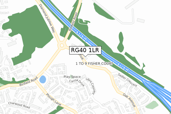 RG40 1LR map - large scale - OS Open Zoomstack (Ordnance Survey)