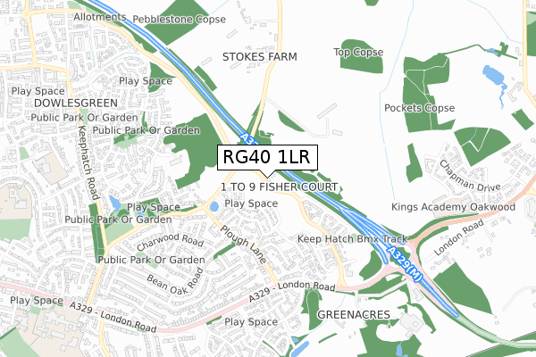 RG40 1LR map - small scale - OS Open Zoomstack (Ordnance Survey)