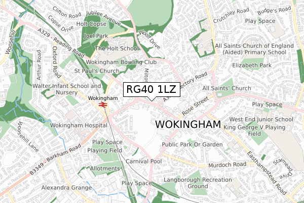 RG40 1LZ map - small scale - OS Open Zoomstack (Ordnance Survey) RG40 1LZ map - small scale - OS Open Zoomstack (Ordnance Survey)