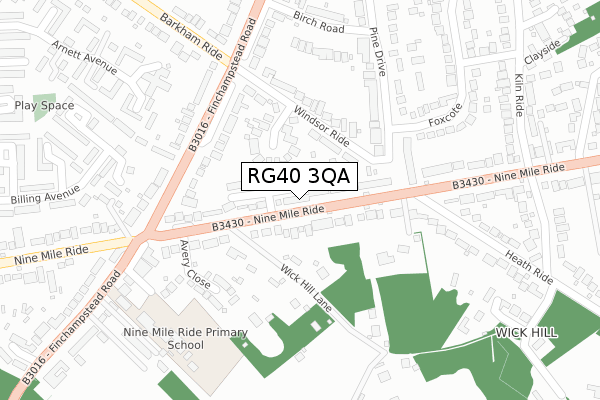 RG40 3QA map - large scale - OS Open Zoomstack (Ordnance Survey)