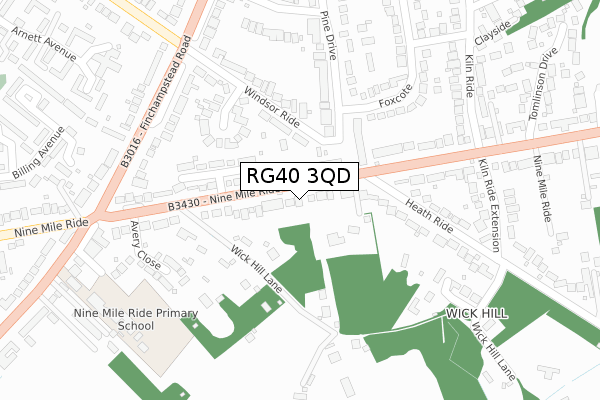 RG40 3QD map - large scale - OS Open Zoomstack (Ordnance Survey)