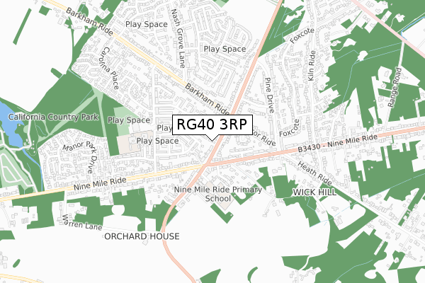 RG40 3RP map - small scale - OS Open Zoomstack (Ordnance Survey)