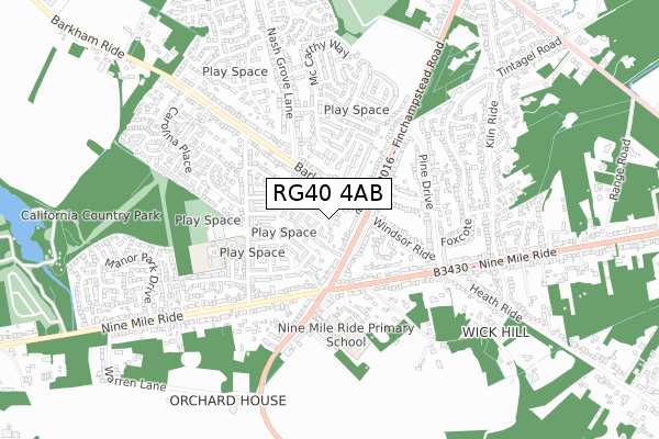 RG40 4AB map - small scale - OS Open Zoomstack (Ordnance Survey)