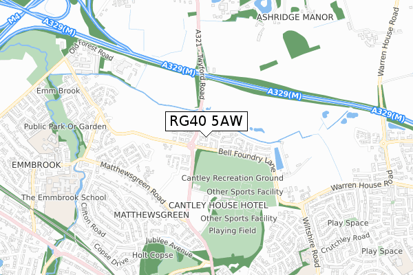 RG40 5AW map - small scale - OS Open Zoomstack (Ordnance Survey)