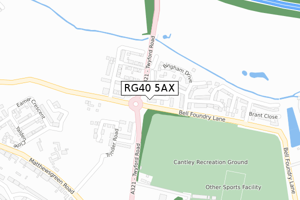 RG40 5AX map - large scale - OS Open Zoomstack (Ordnance Survey)