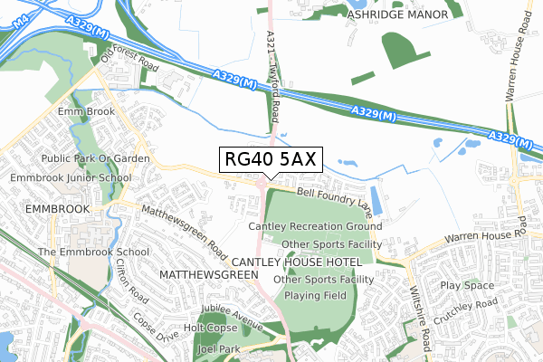 RG40 5AX map - small scale - OS Open Zoomstack (Ordnance Survey)