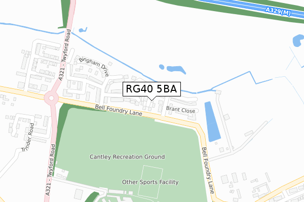 RG40 5BA map - large scale - OS Open Zoomstack (Ordnance Survey)