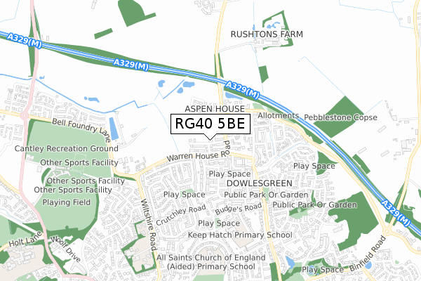 RG40 5BE map - small scale - OS Open Zoomstack (Ordnance Survey) RG40 5BE map - small scale - OS Open Zoomstack (Ordnance Survey)