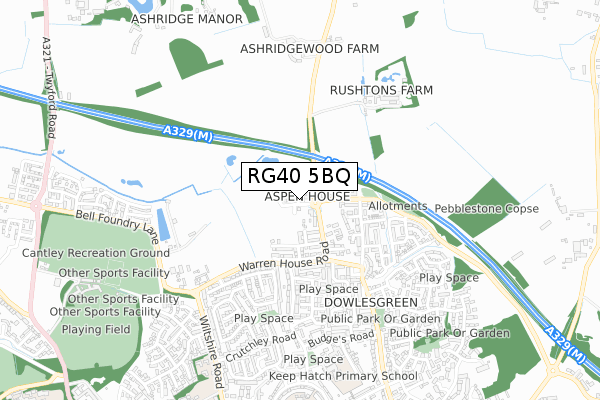 RG40 5BQ map - small scale - OS Open Zoomstack (Ordnance Survey)