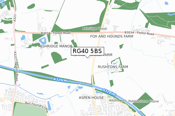 RG40 5BS map - small scale - OS Open Zoomstack (Ordnance Survey)