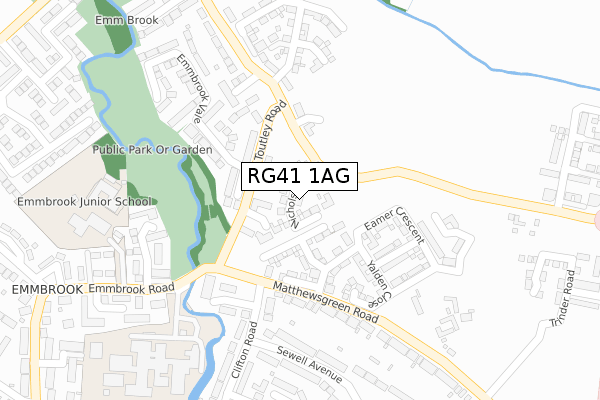 RG41 1AG map - large scale - OS Open Zoomstack (Ordnance Survey)