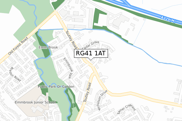 RG41 1AT map - large scale - OS Open Zoomstack (Ordnance Survey)