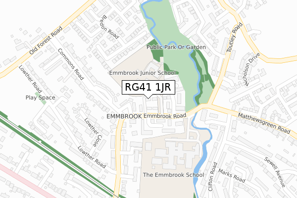 RG41 1JR map - large scale - OS Open Zoomstack (Ordnance Survey)