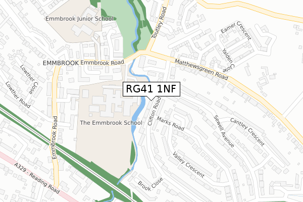 RG41 1NF map - large scale - OS Open Zoomstack (Ordnance Survey)