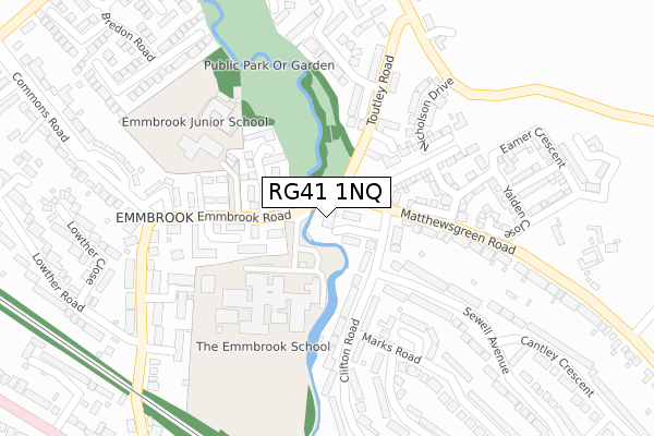 RG41 1NQ map - large scale - OS Open Zoomstack (Ordnance Survey)