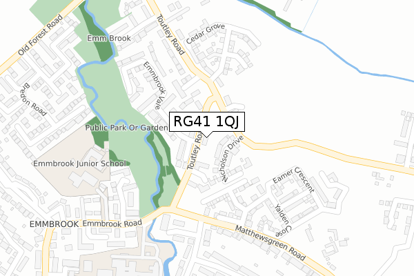 RG41 1QJ map - large scale - OS Open Zoomstack (Ordnance Survey)